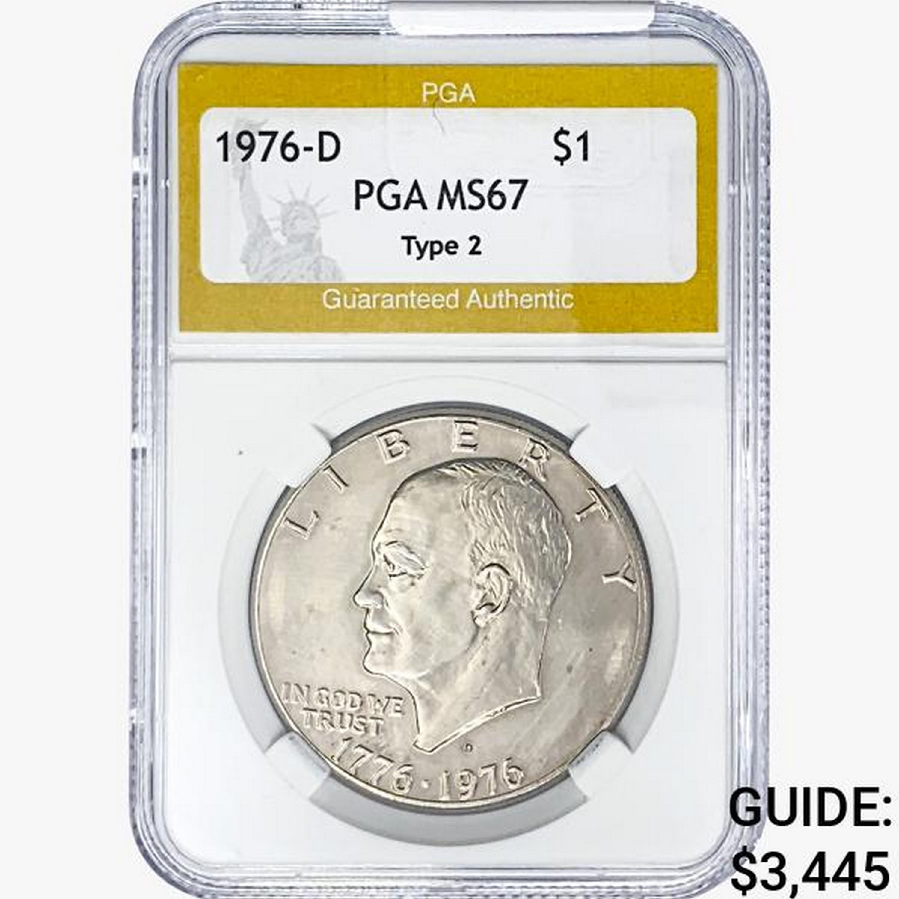 1976-D Eisenhower Silver Dollar PGA MS67 Type 2