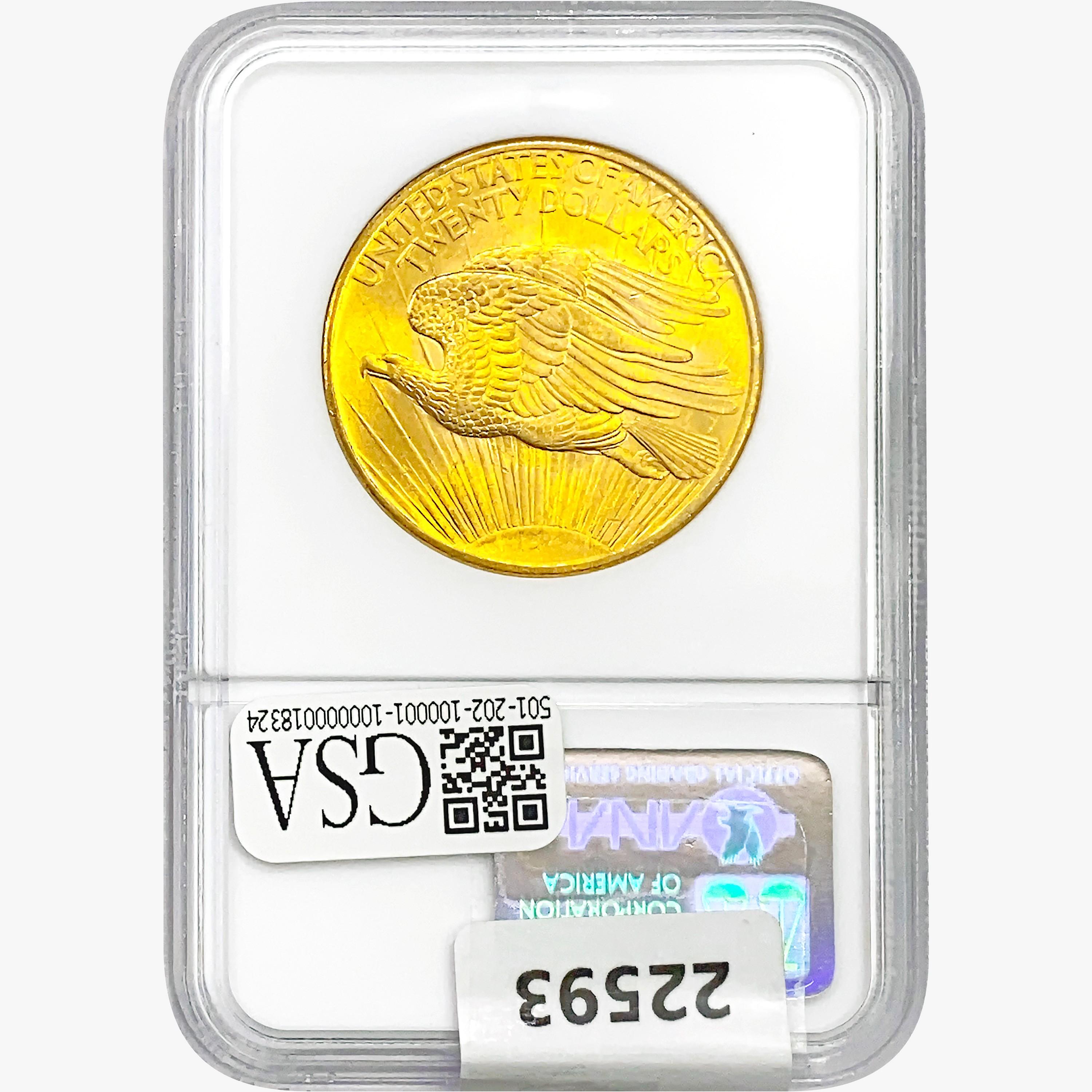 1908 $20 Gold Double Eagle NGC MS63 No Motto