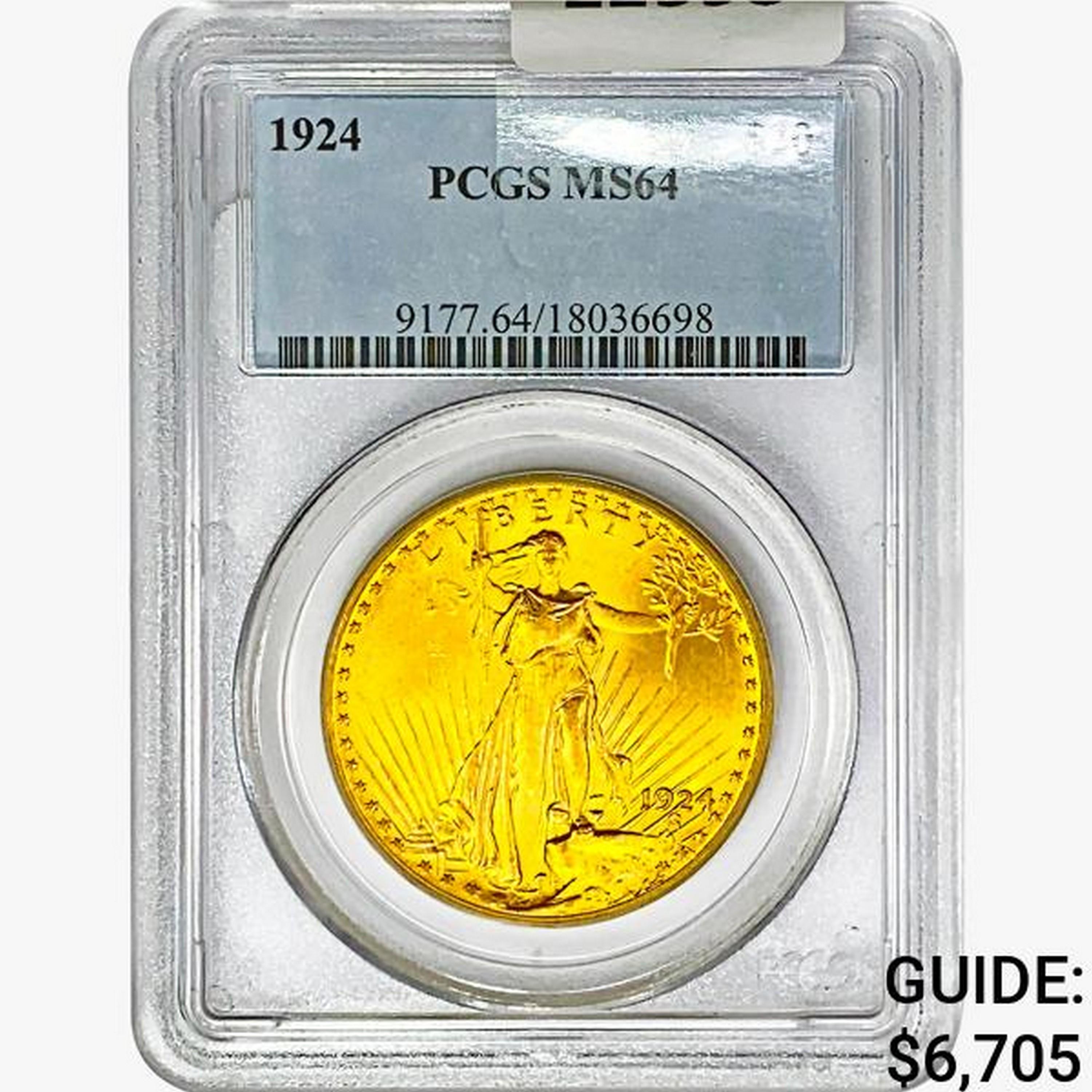 1924 $20 Gold Double Eagle PCGS MS64