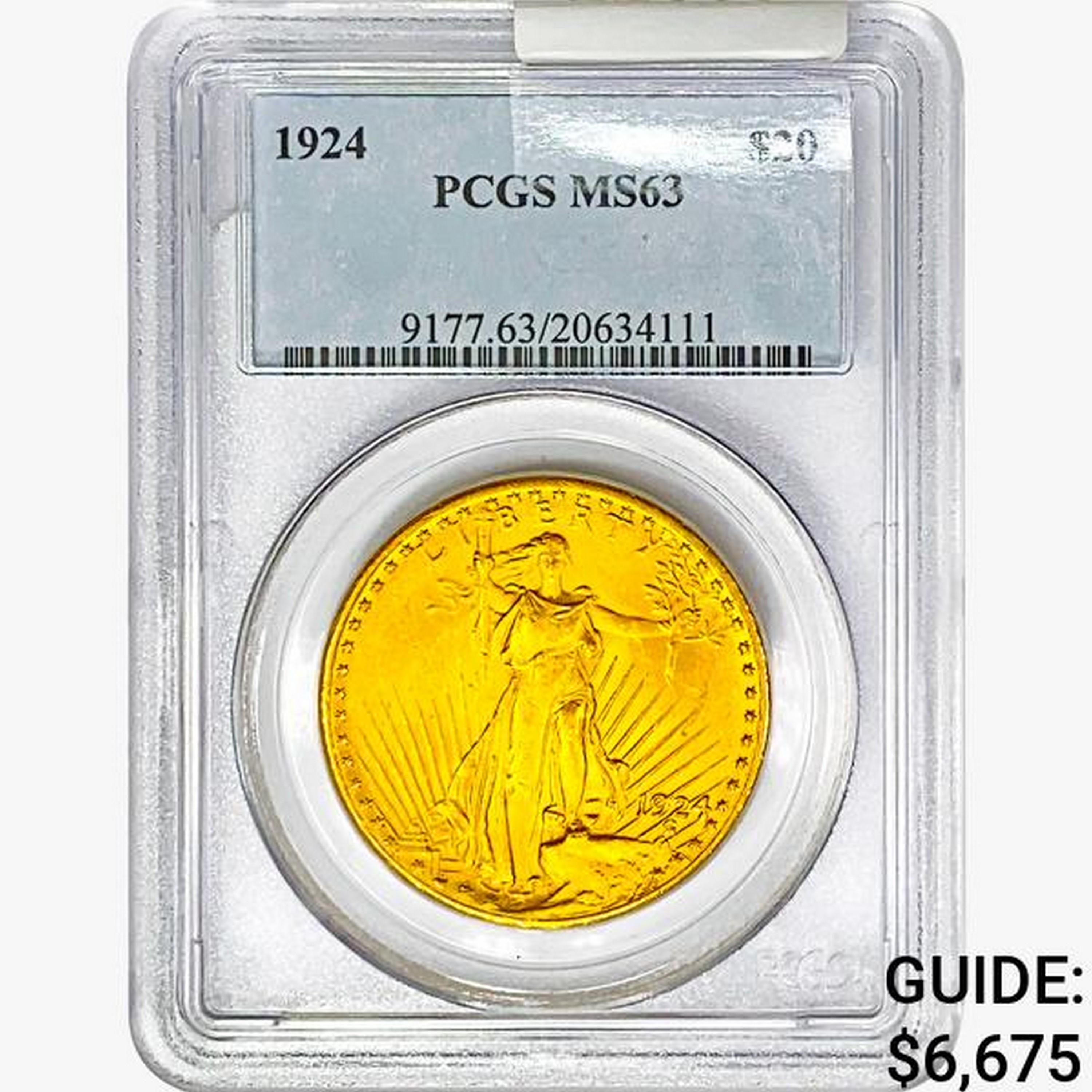 1924 $20 Gold Double Eagle PCGS MS63