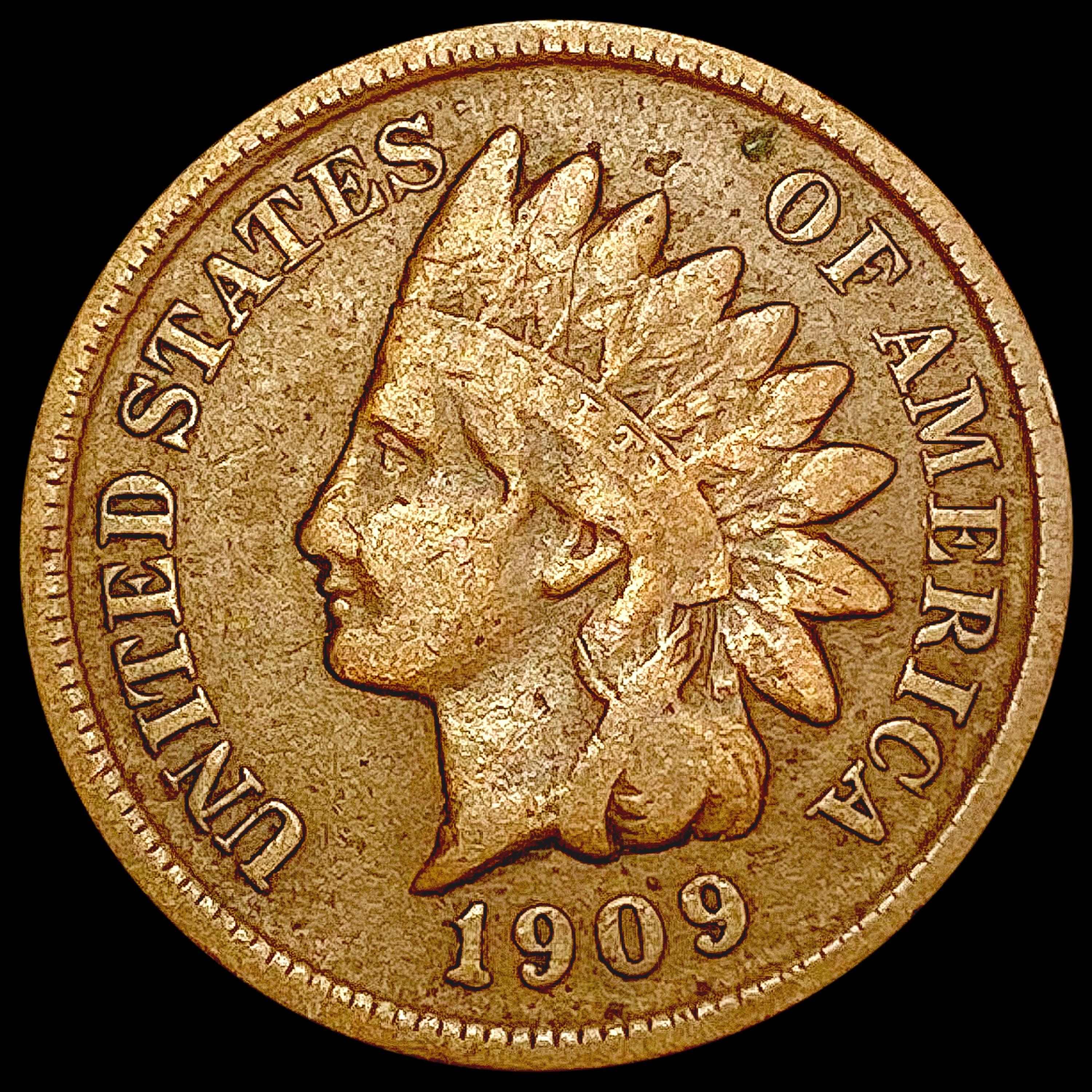 1909-S Indian Head Cent LIGHTLY CIRCULATED