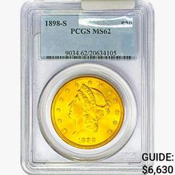 1898-S $20 Gold Double Eagle PCGS MS62