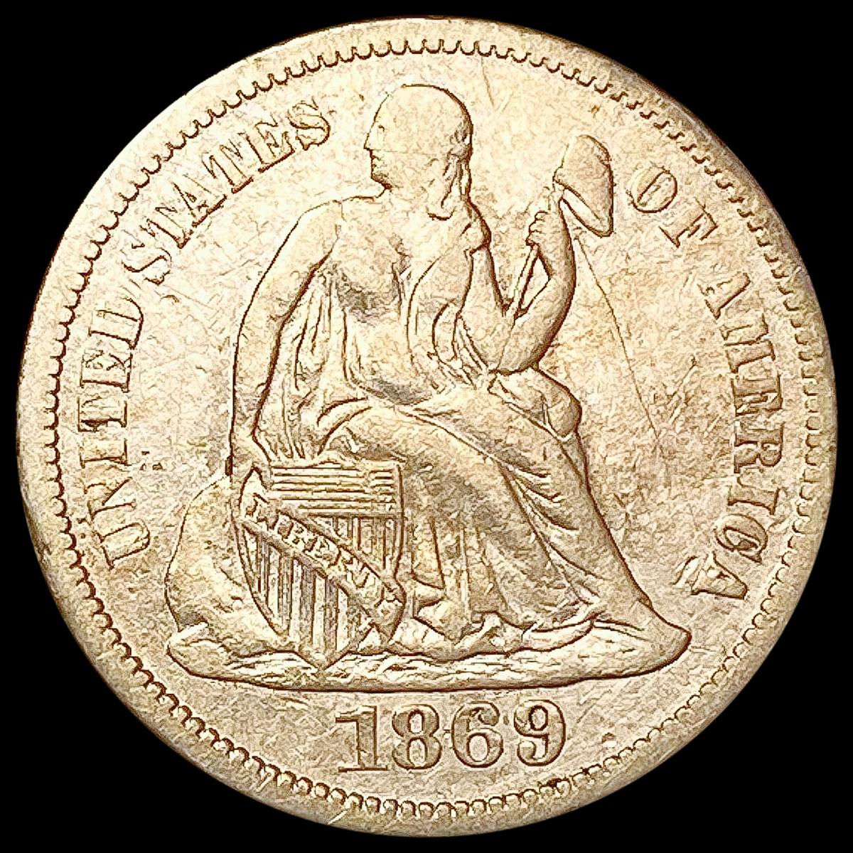 1869-S Seated Liberty Dime NEARLY UNCIRCULATED