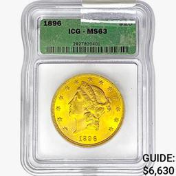 1896 $20 Gold Double Eagle ICG MS63