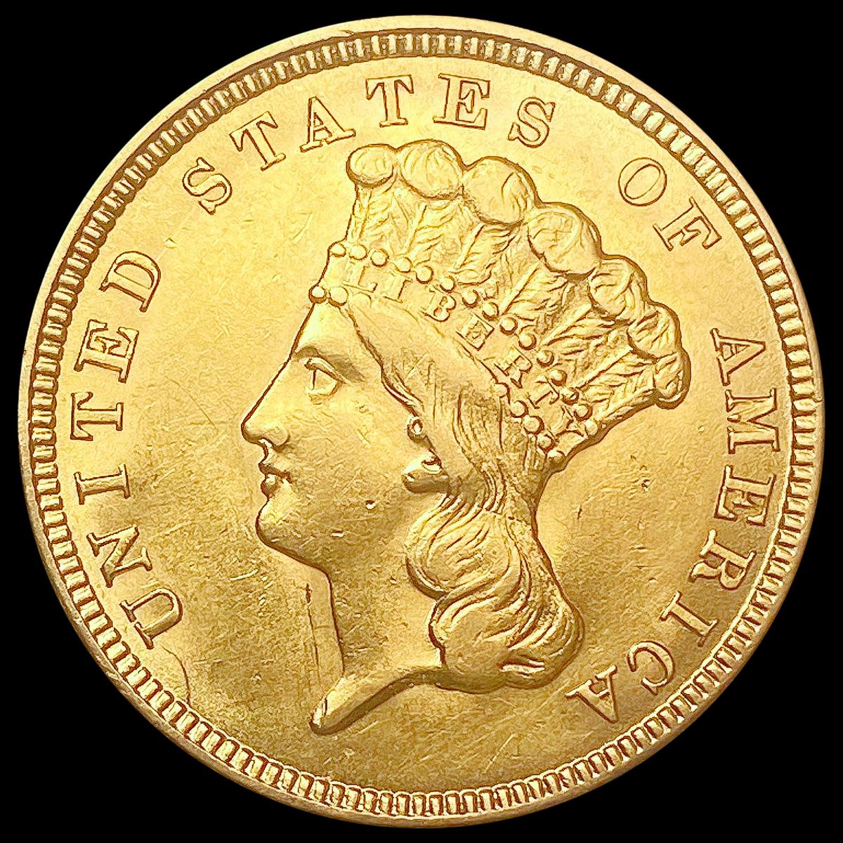 1854 $3 Gold Piece CHOICE AU