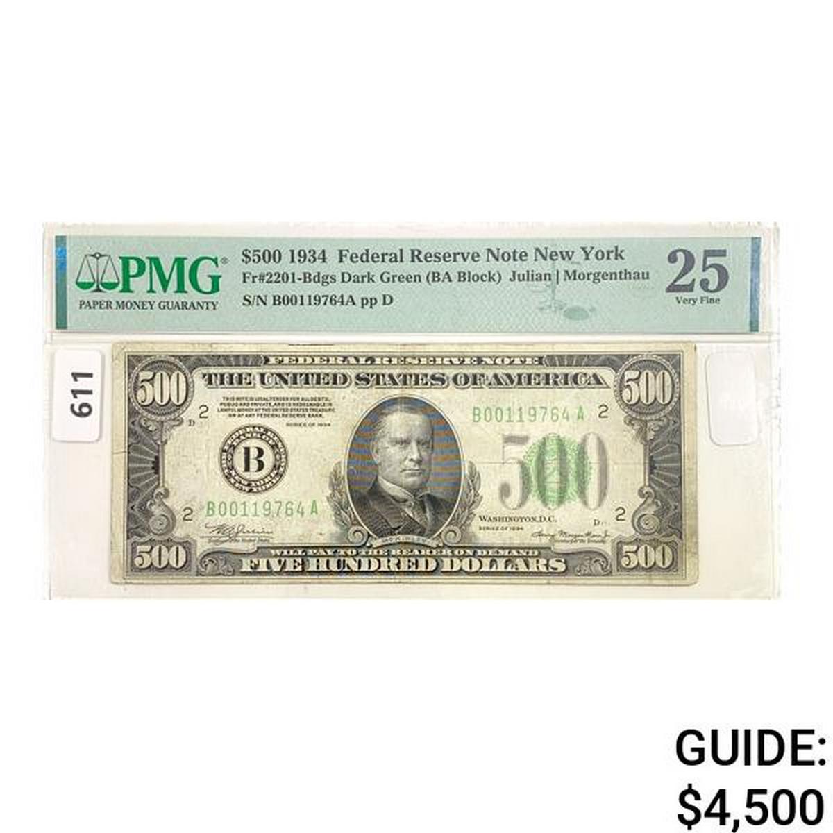 1934 $500 Federal Reserve Note PMG VF 25