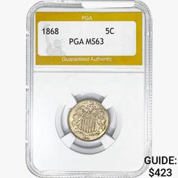 1868 Shield Nickel PGA MS63