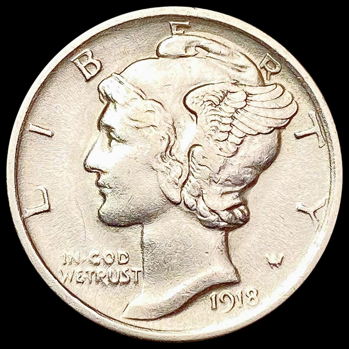 1918 Mercury Dime CHOICE AU