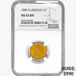 1909-S Wheat Cent NGC MS63 BN Lincoln