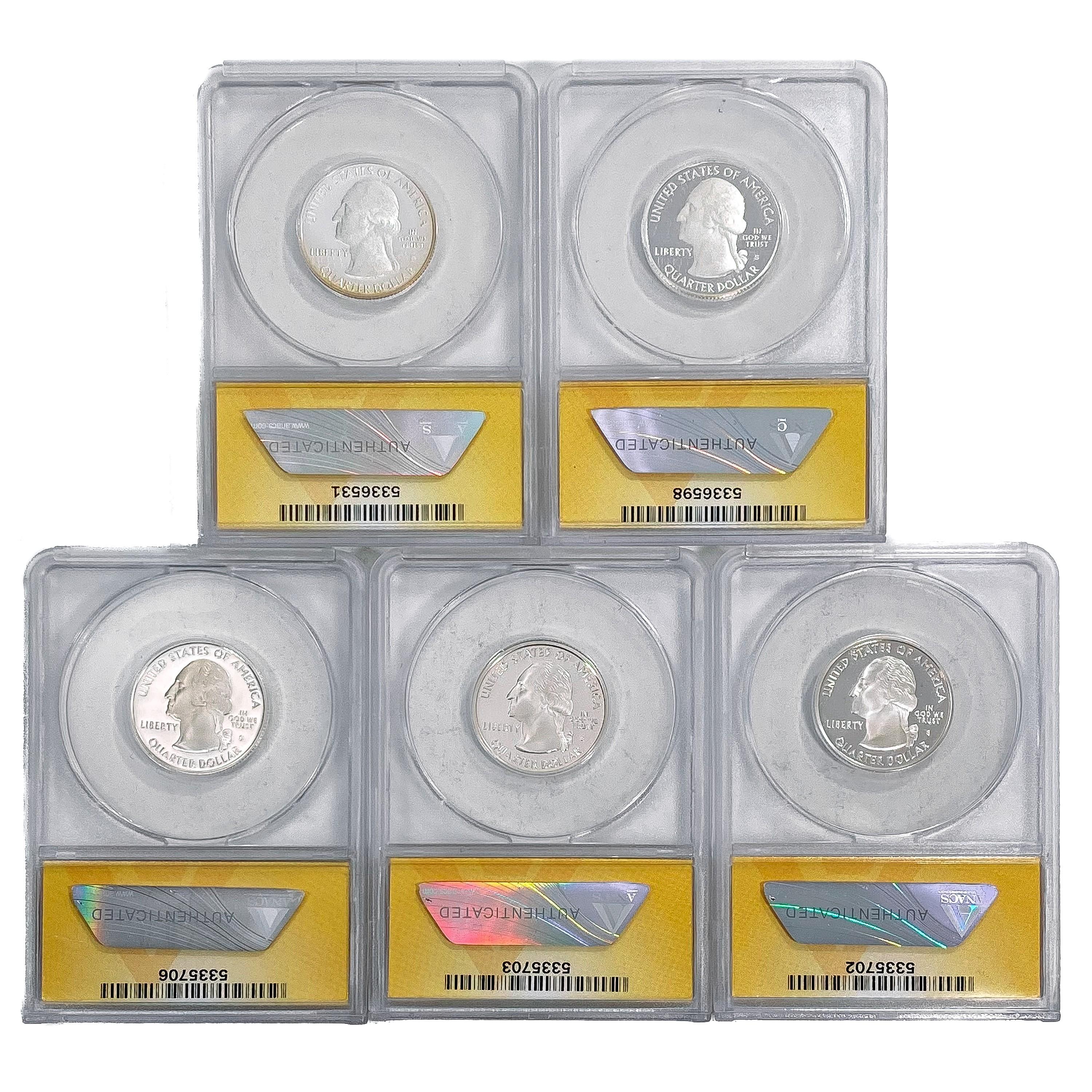 2005-2017 US State Commem Quarters [5 Coins] ANACS