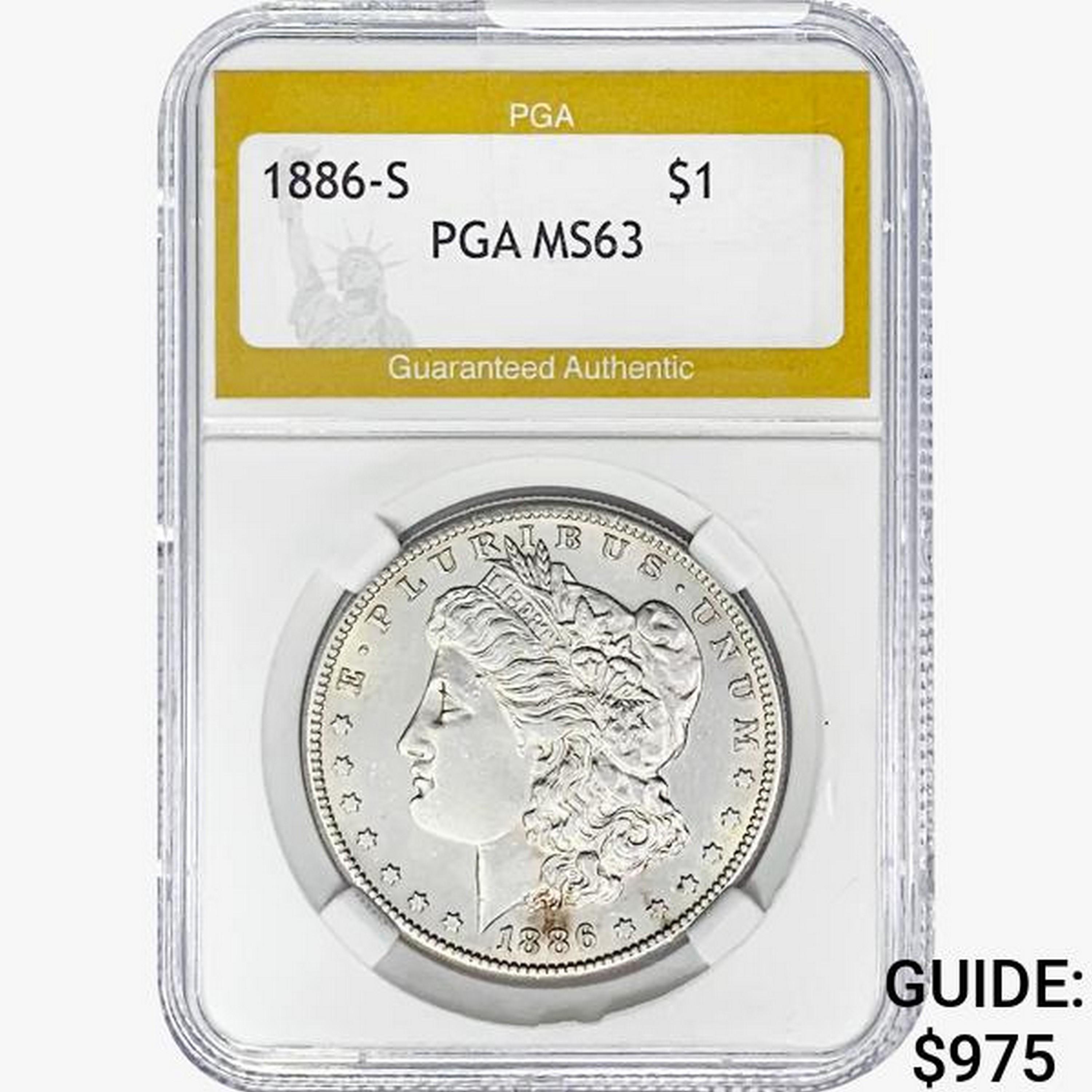 1886-S Morgan Silver Dollar PGA MS63