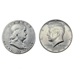 1949-1964 Silver Franklin and Kennedy Half Dollars