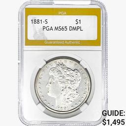 1881-S Morgan Silver Dollar PGA MS65 DMPL