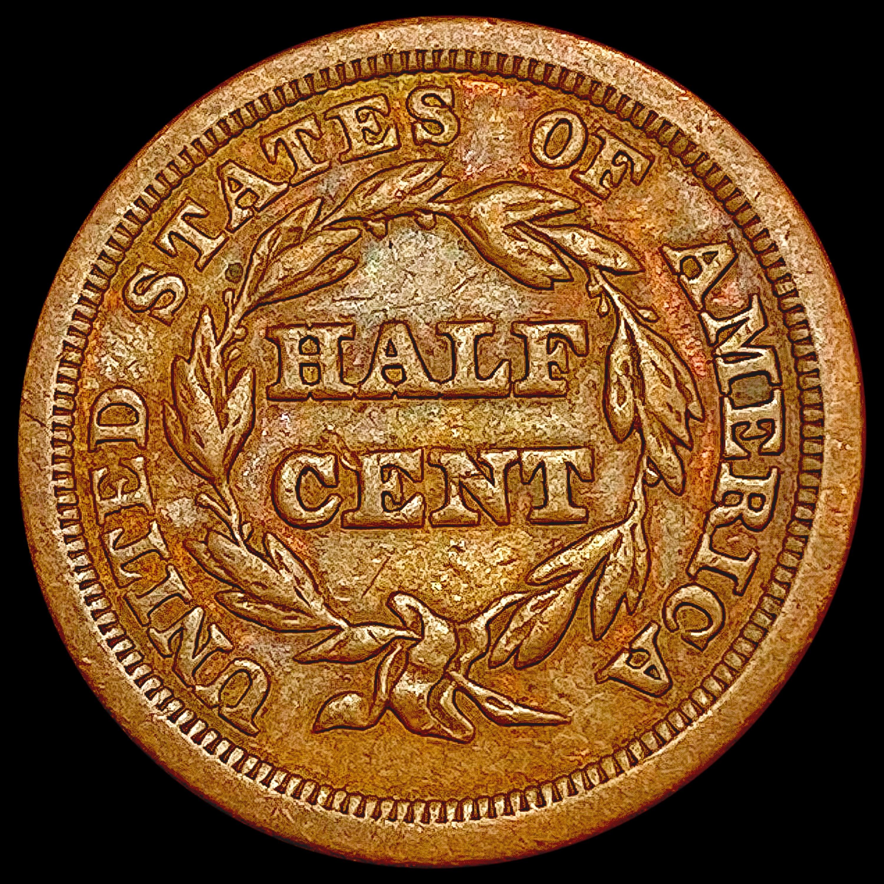 1849 Braided Hair Half Cent NEARLY UNCIRCULATED