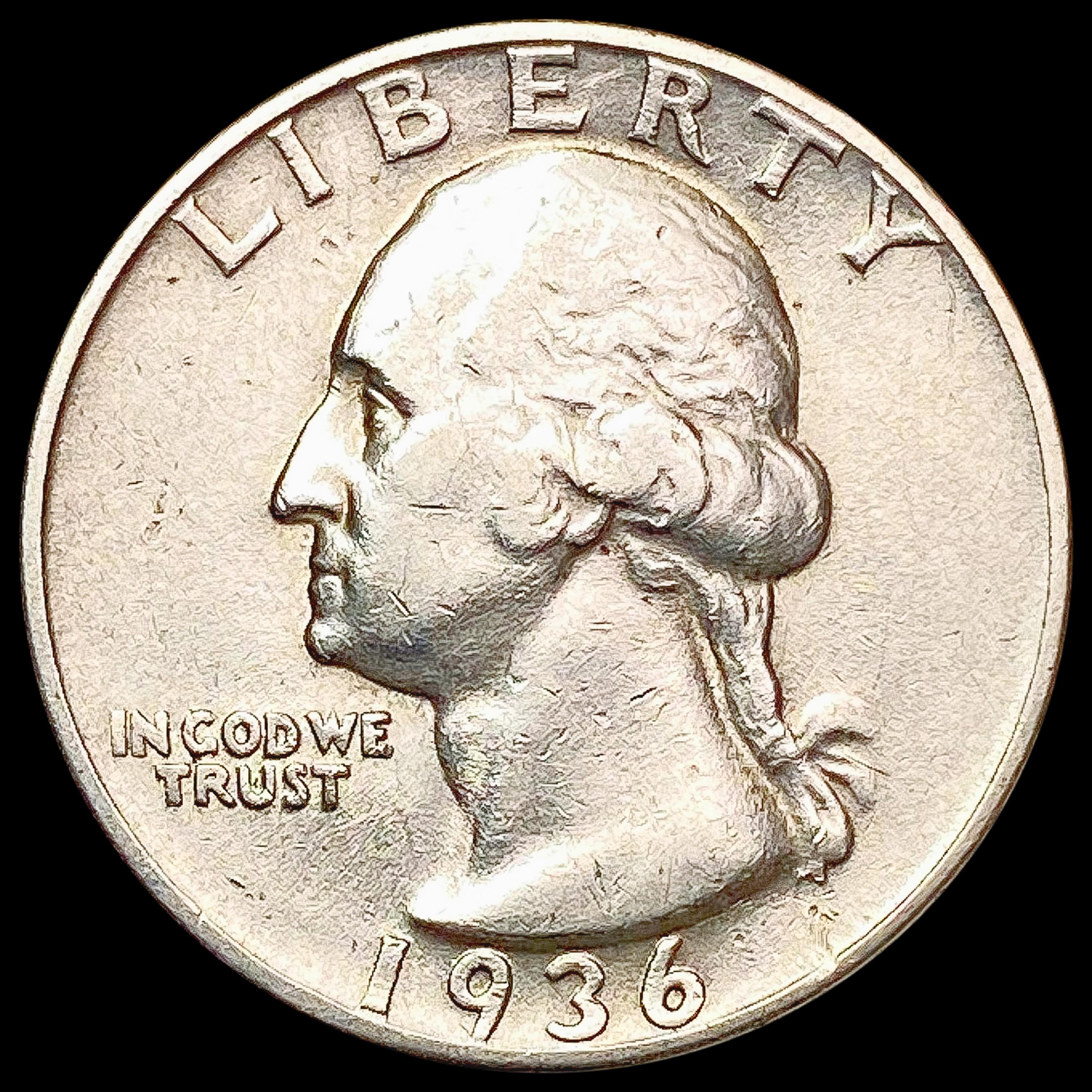 1936-D Washington Silver Quarter CLOSELY UNCIRCULA