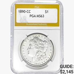 1890-CC Morgan Silver Dollar PGA MS63