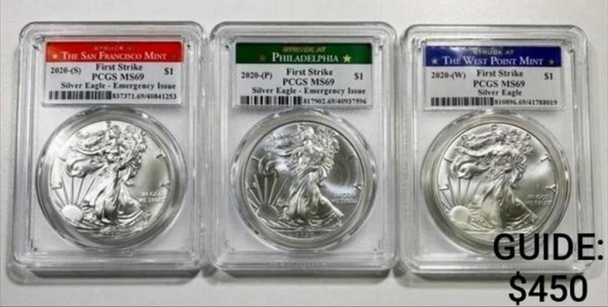 2020-P/S/W 3 Coin American Silver Eagle Set PCGS