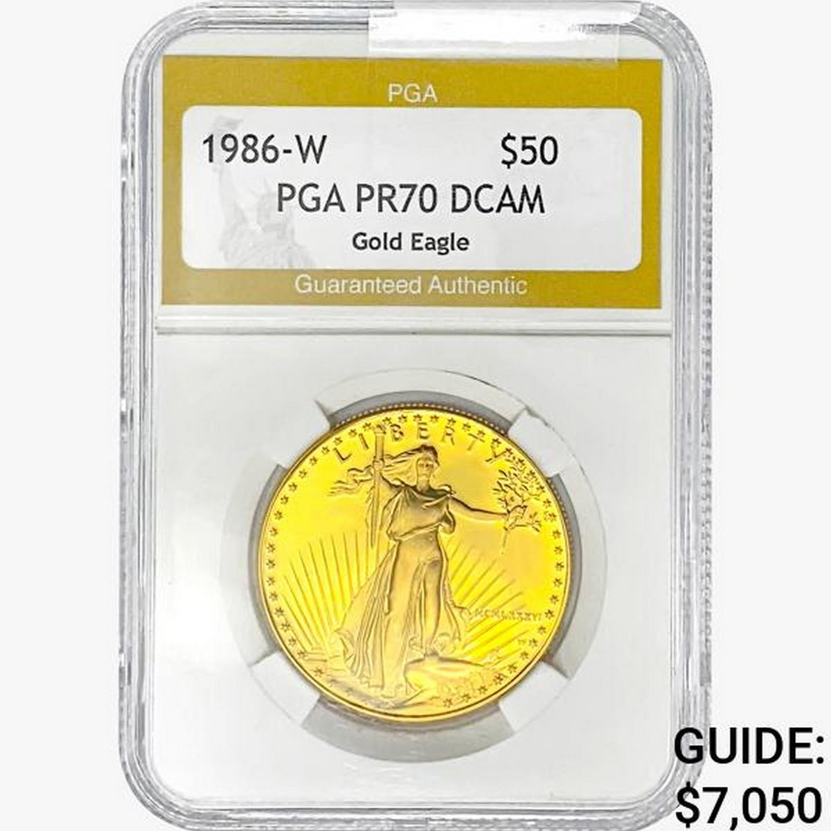 1986-W $50 1oz. Gold Eagle PGA PR70 DCAM