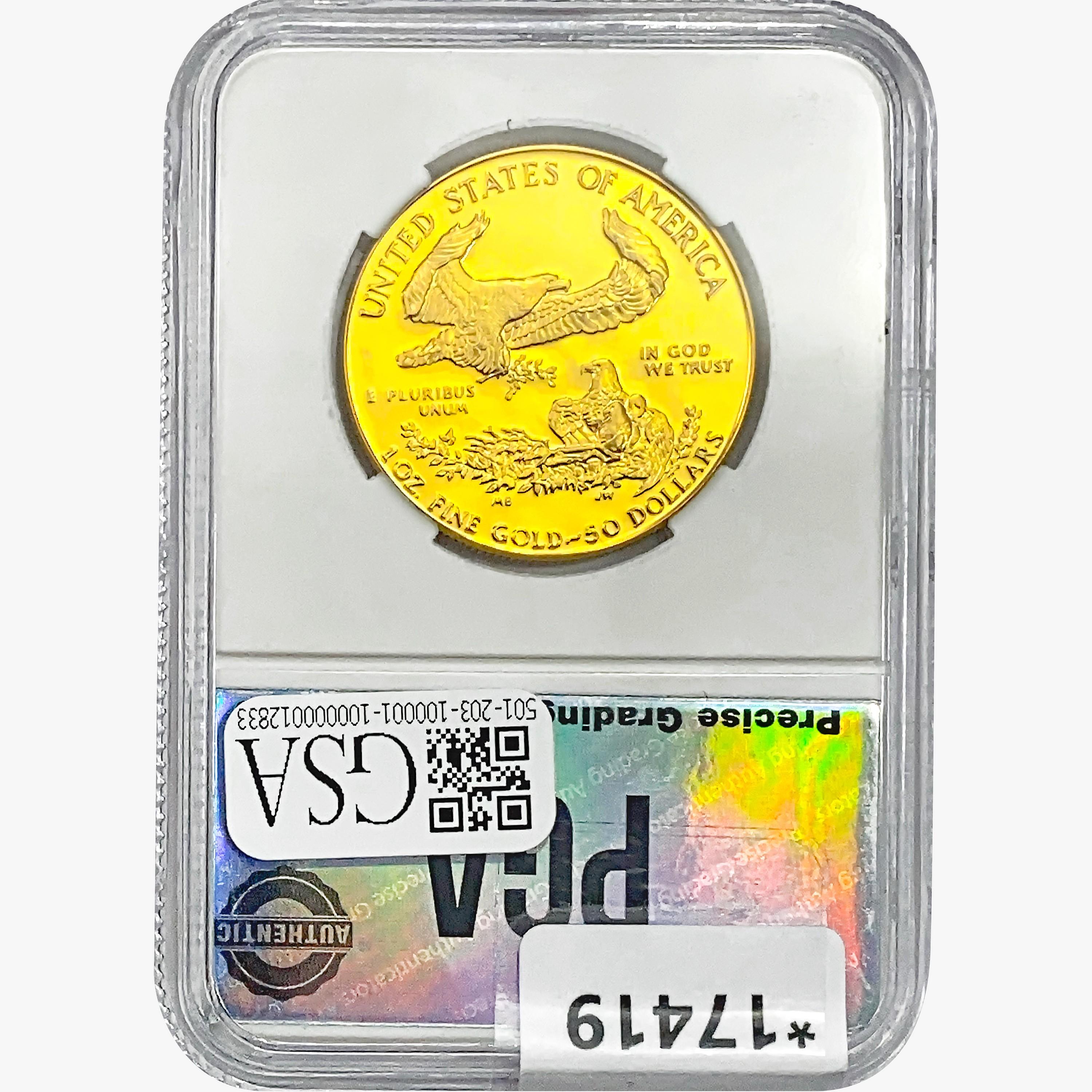 1986-W $50 1oz. Gold Eagle PGA PR70 DCAM