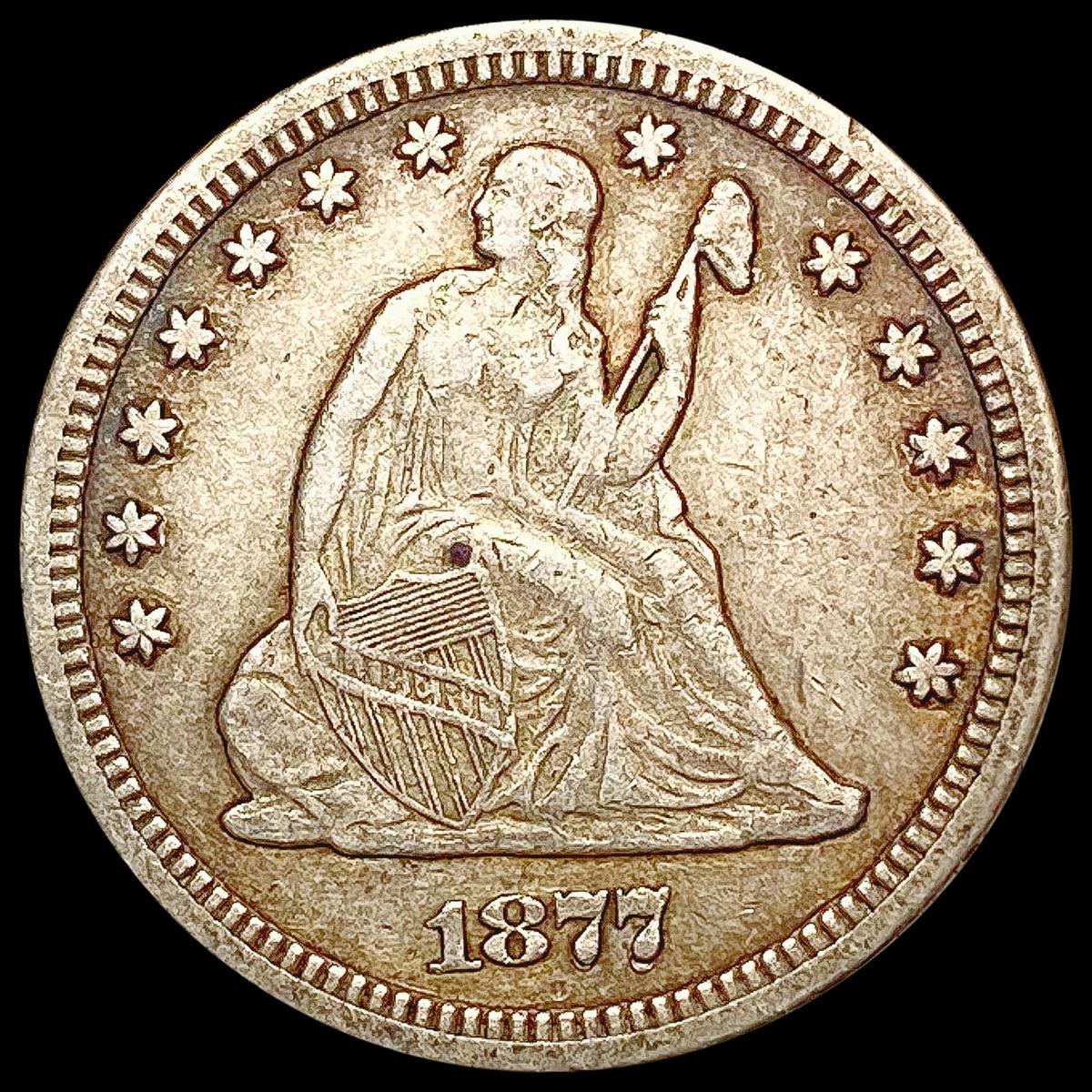 1877-CC Seated Liberty Quarter CLOSELY UNCIRCULATE