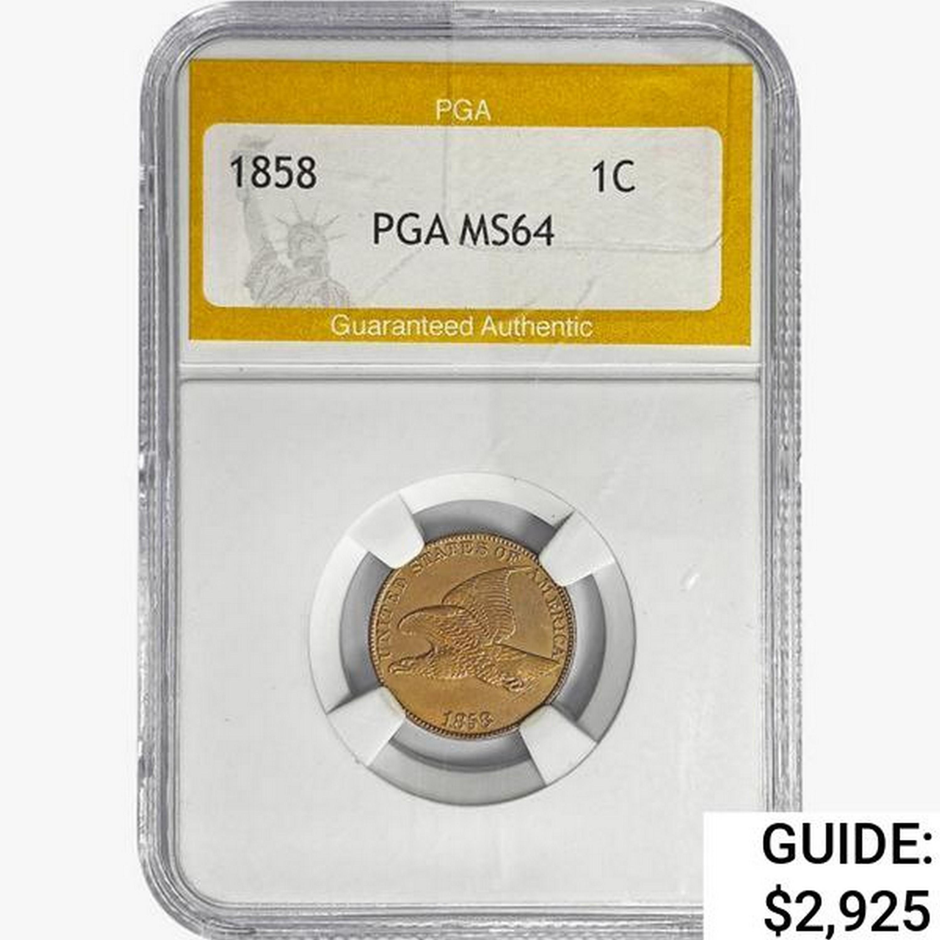 1858 Flying Eagle Cent PGA MS64