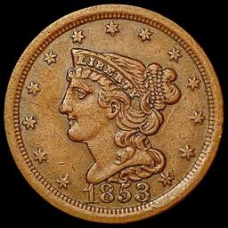 1853 Braided Hair Half Cent CLOSELY UNCIRCULATED