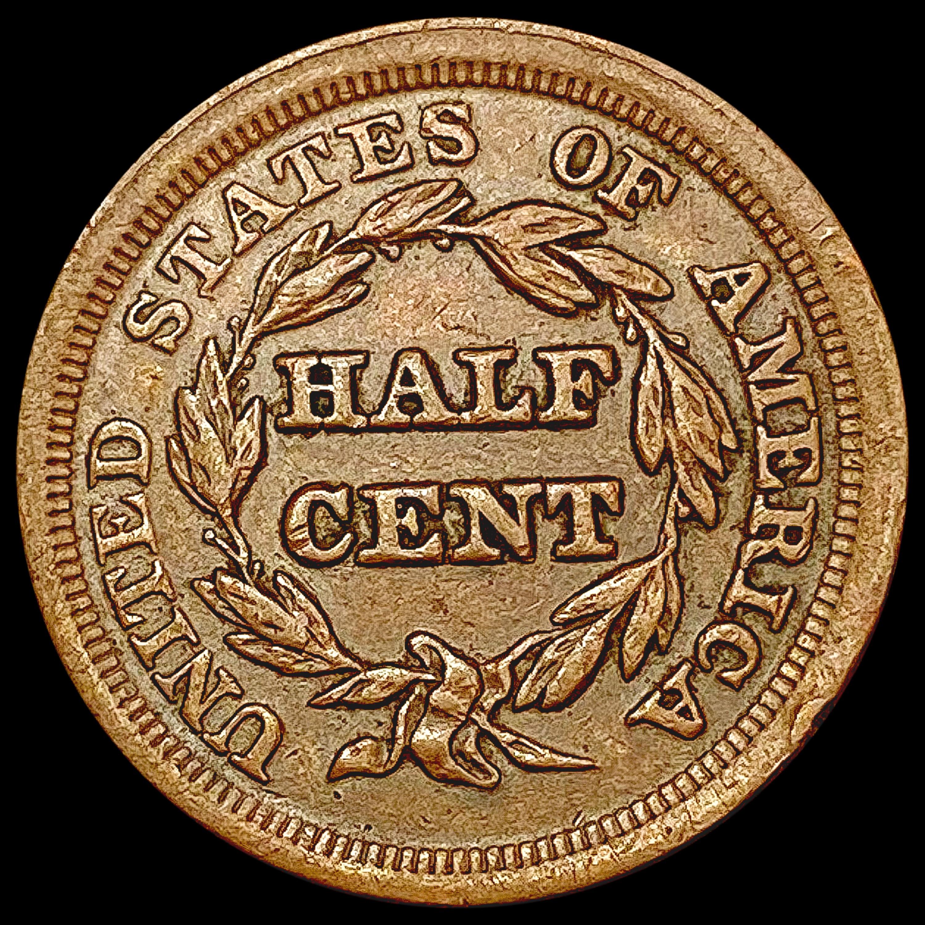 1853 Braided Hair Half Cent CLOSELY UNCIRCULATED