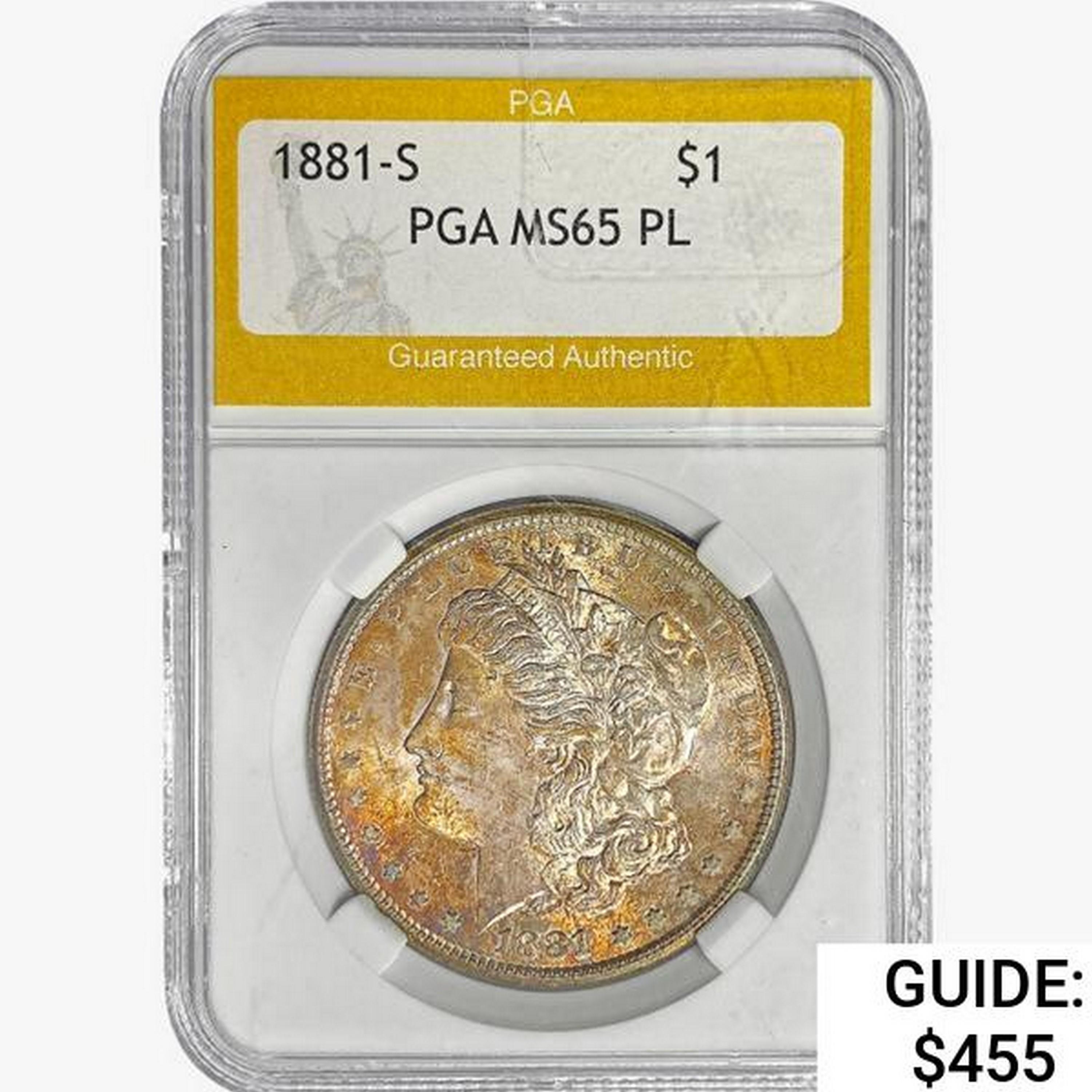 1881-S Morgan Silver Dollar PGA MS65 PL