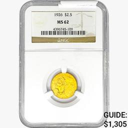 1926 $2.50 Gold Quarter Eagle NGC MS62