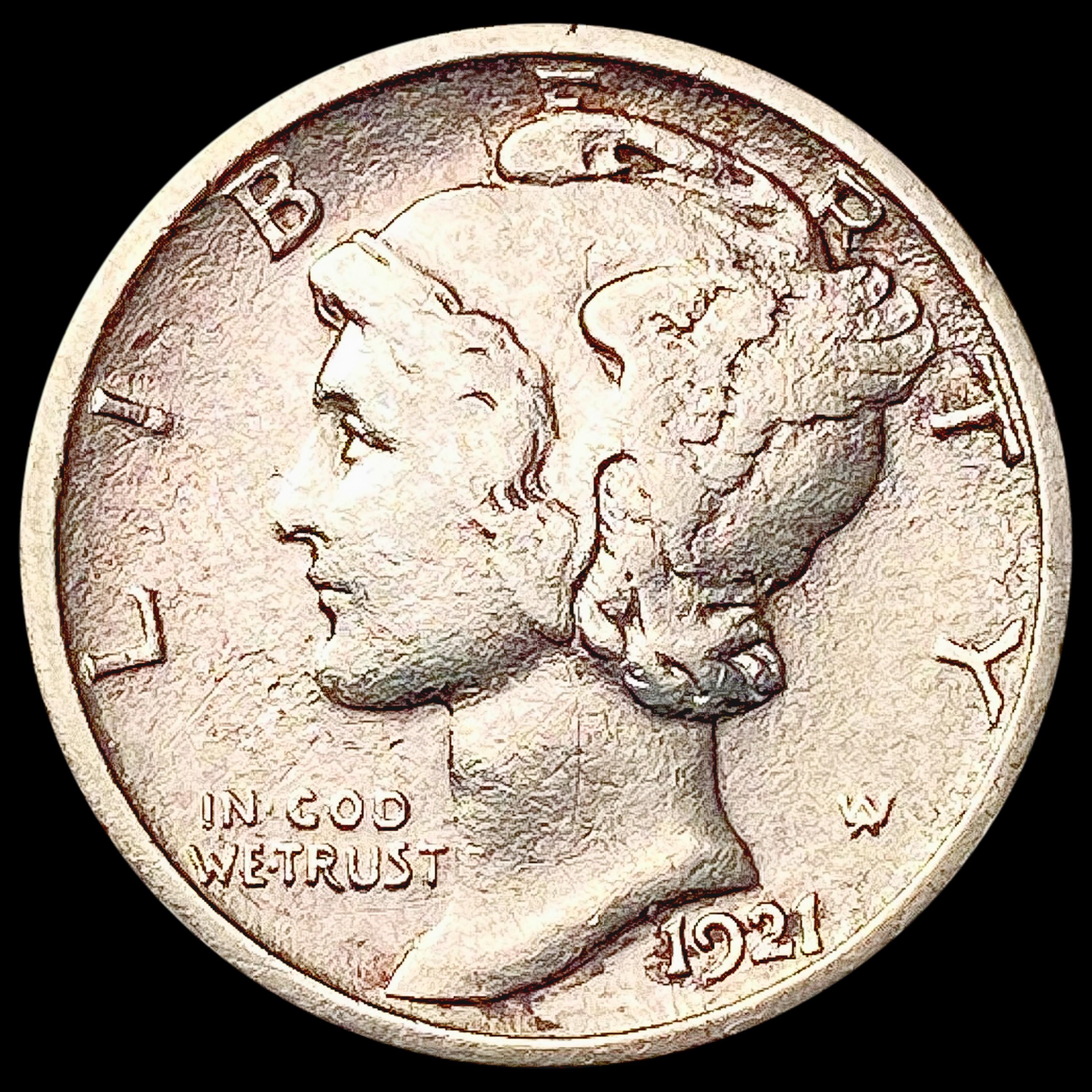 1921-D Mercury Dime LIGHTLY CIRCULATED