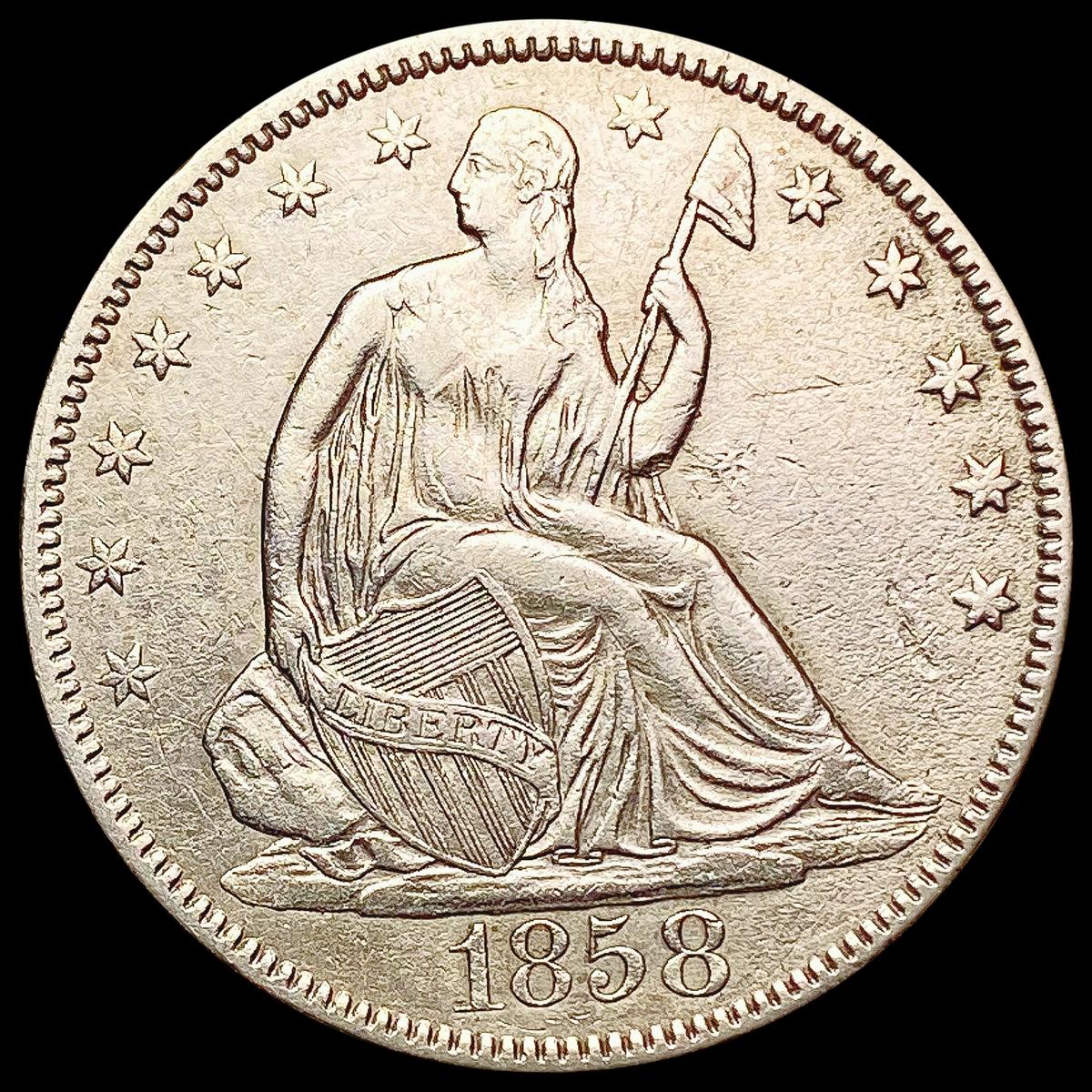 1858 Seated Liberty Half Dollar CHOICE AU