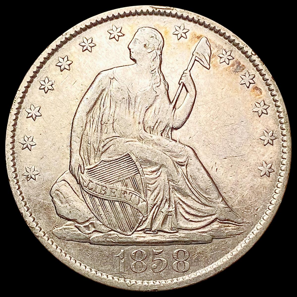 1858-O Seated Liberty Half Dollar CHOICE AU