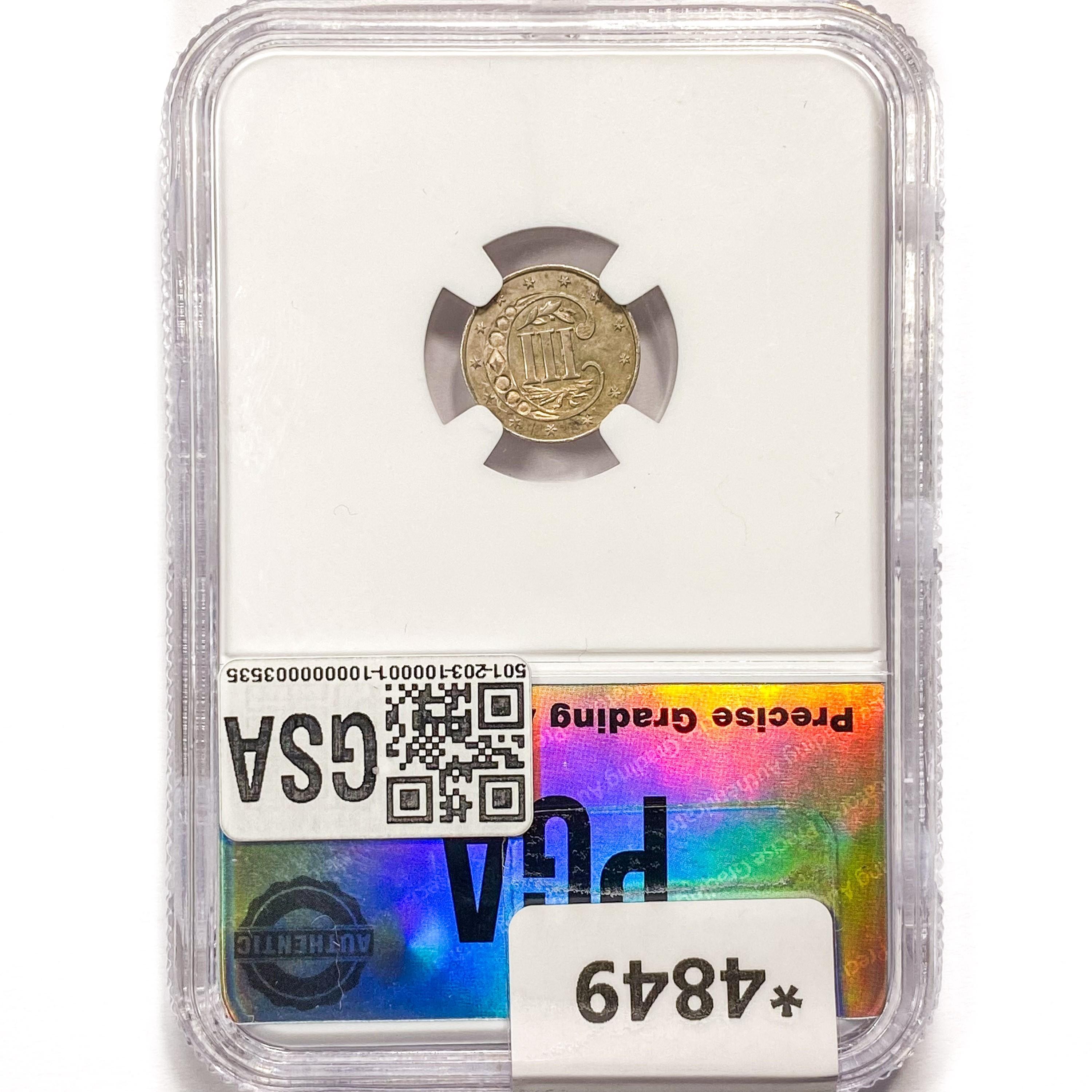 1859 Silver Three Cent PGA MS64