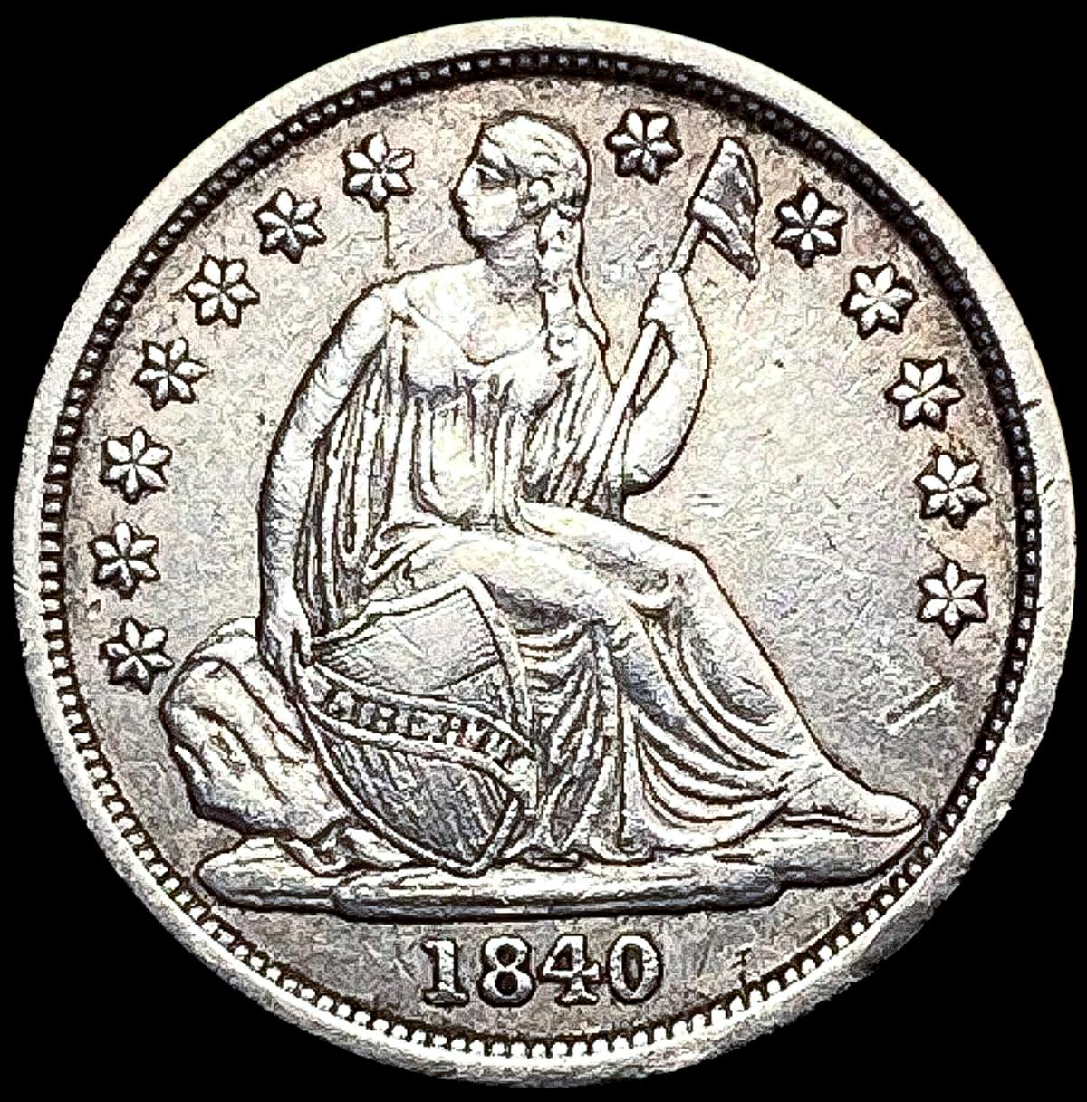 1840 No Drapery Seated Liberty Dime NEARLY UNCIRCU