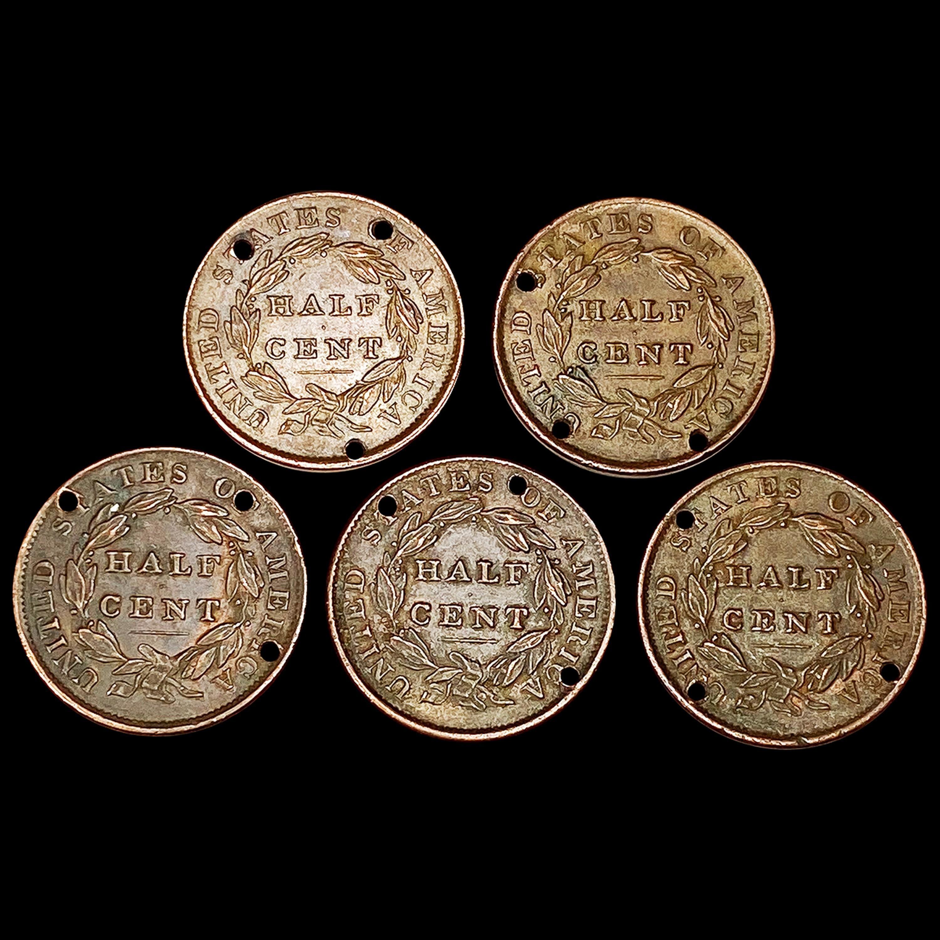 [5] Varied US Half Cents [[4] 1833, 1835] ABOUT UN