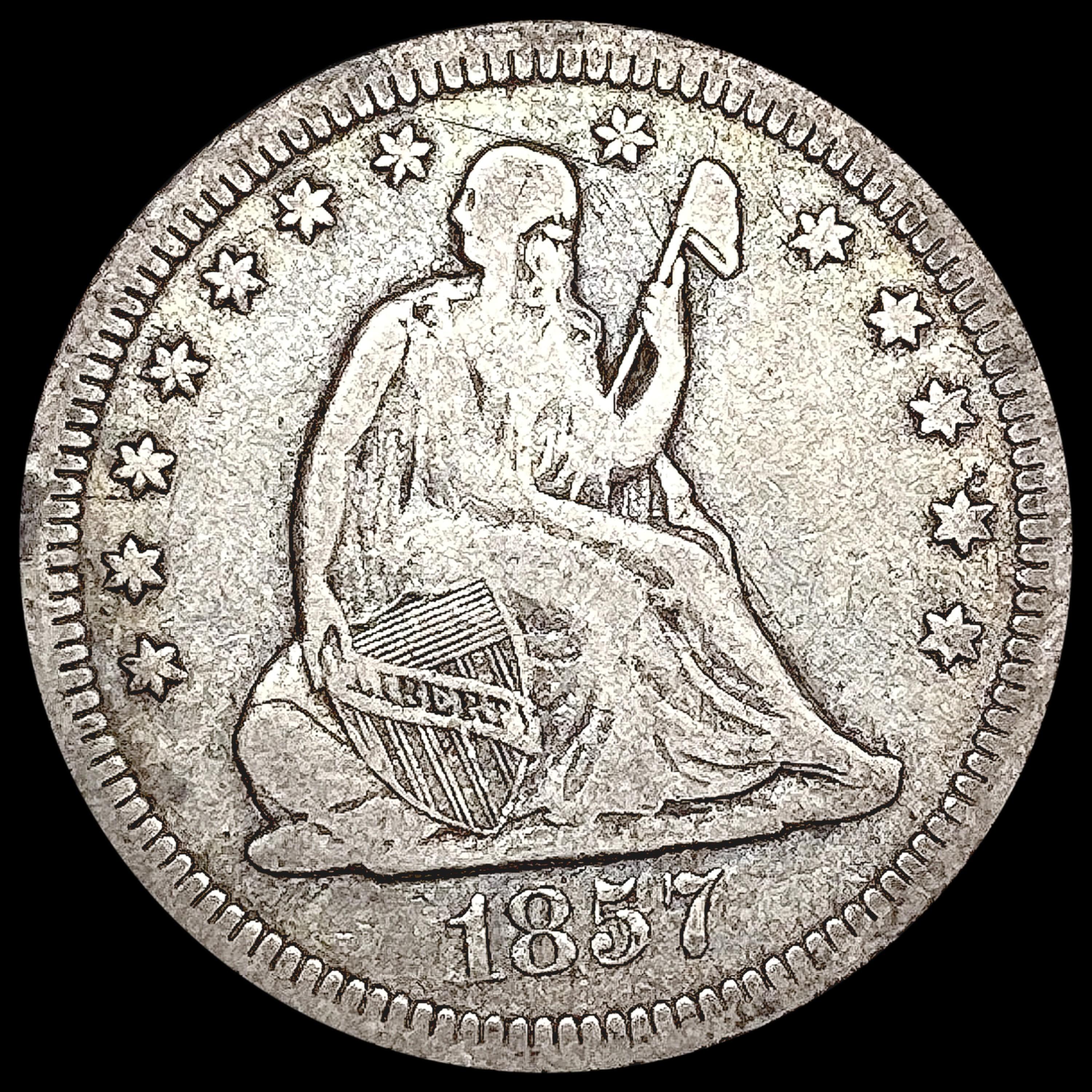 1857-O Seated Liberty Quarter NICELY CIRCULATED