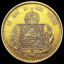 1851 Brazil .5286oz Gold 20000 Reis CLOSELY UNCIRC