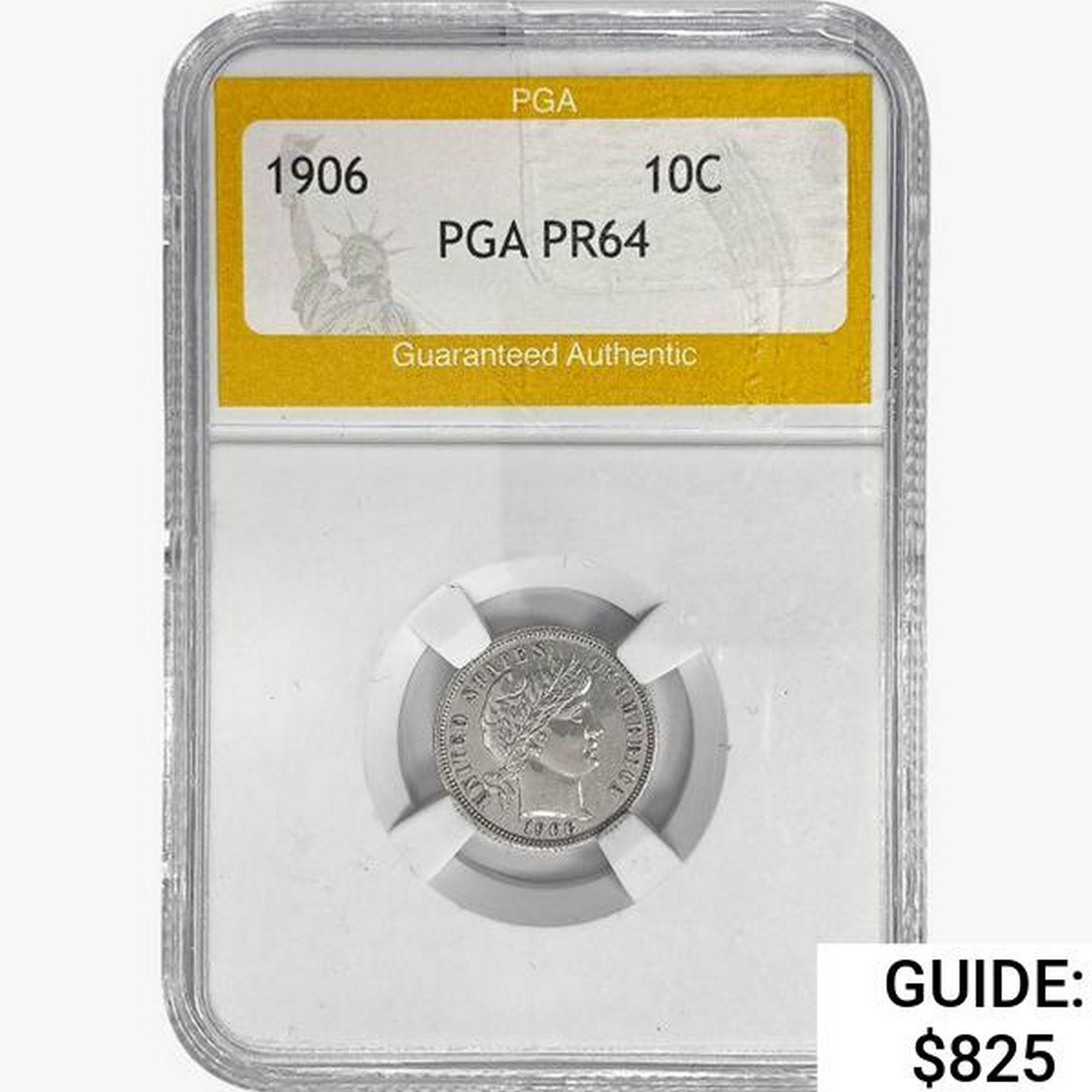 1906 Barber Dime PGA PR64