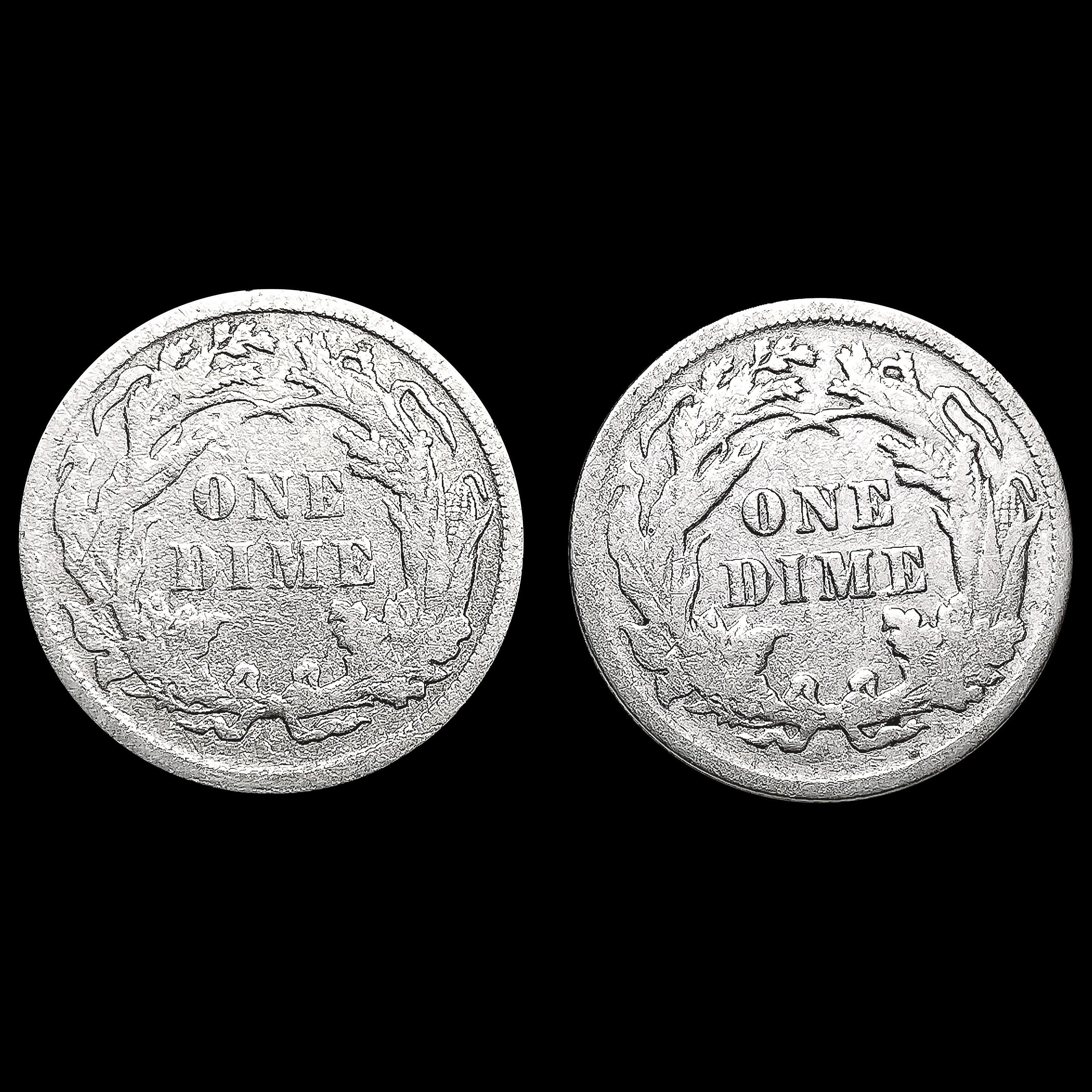 [2] Seated Lib Dimes [1883, 1889] CLOSELY UNCIRCUL