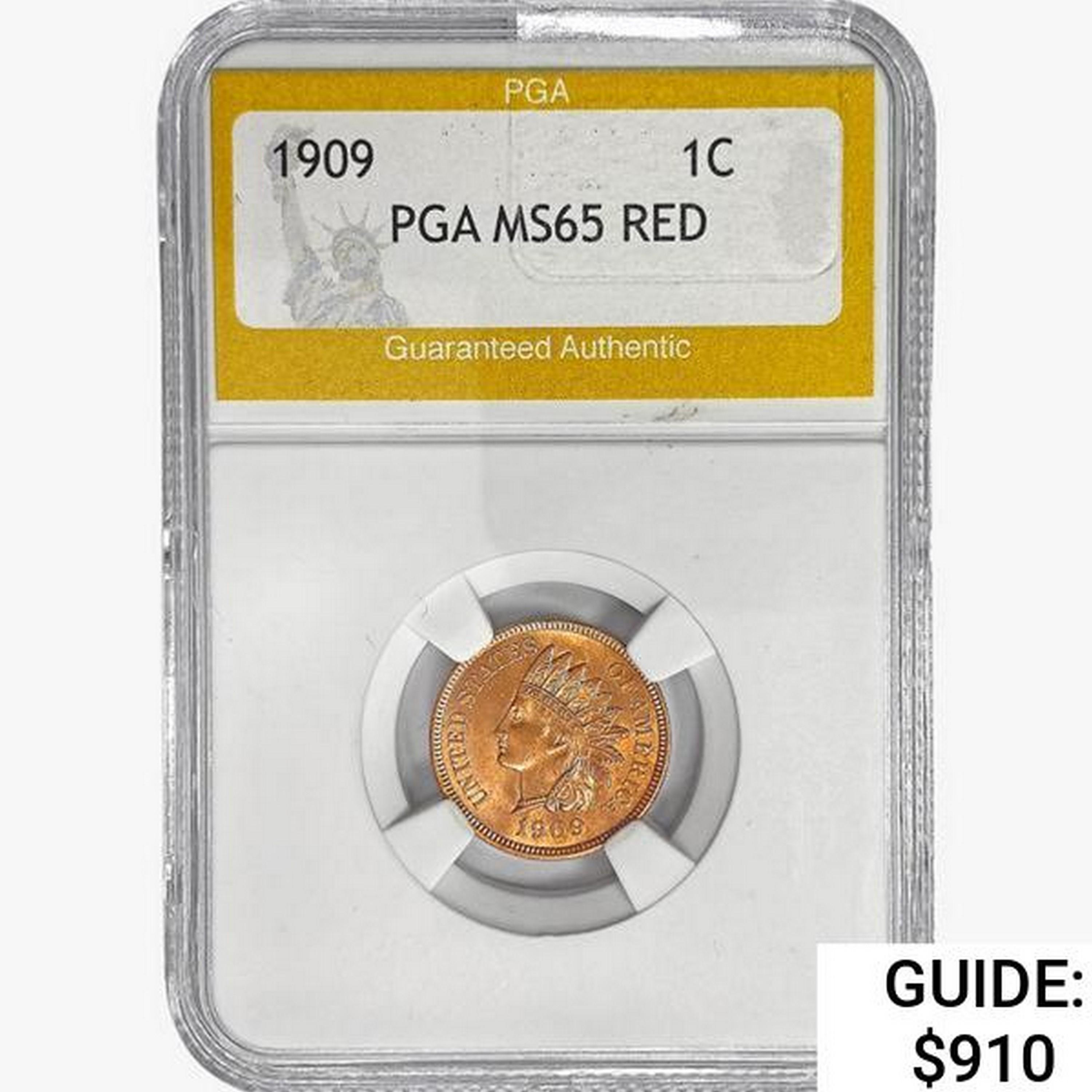 1909 Indian Head Cent PGA MS65 RED