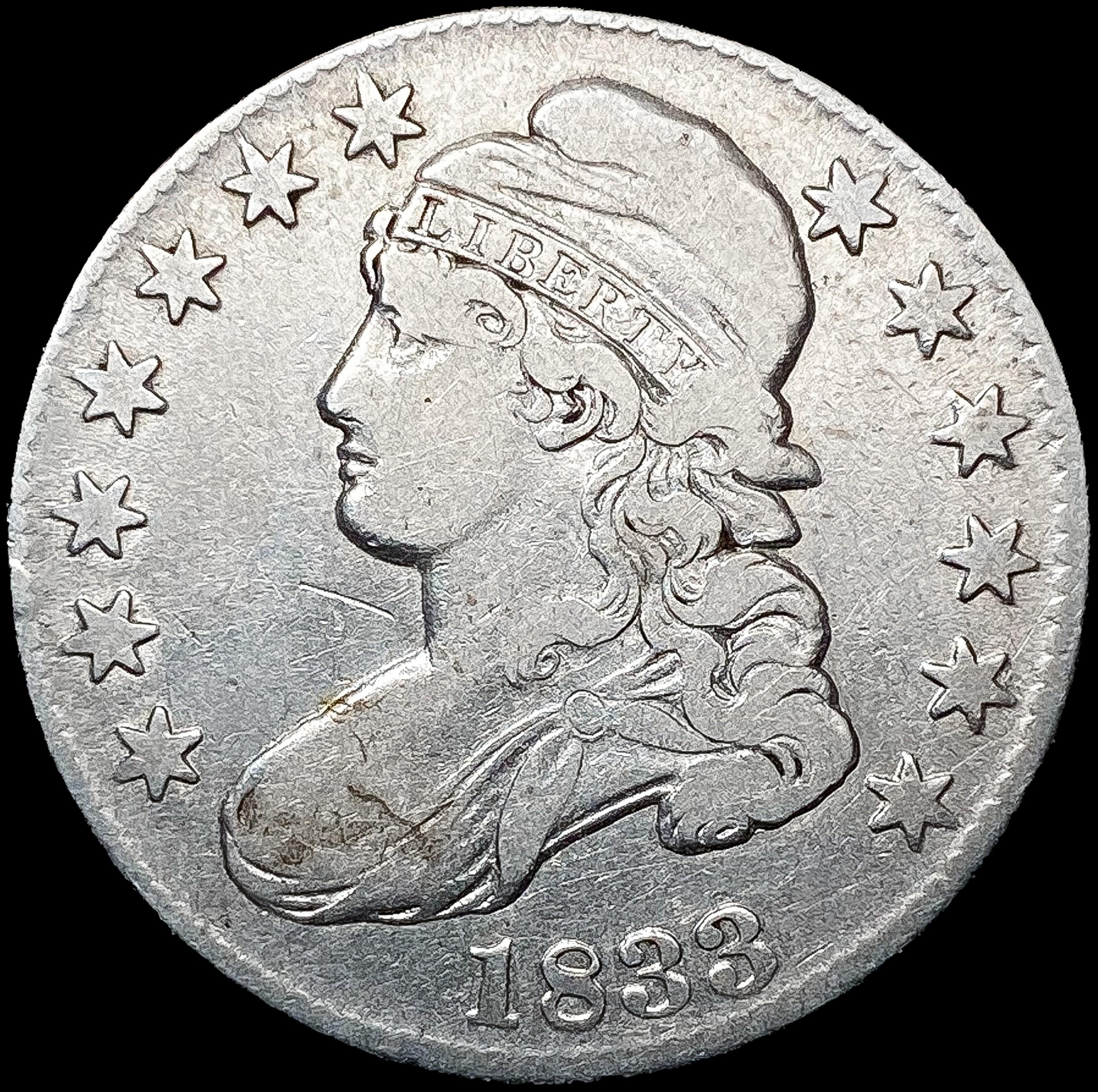 1833 Capped Bust Half Dollar LIGHTLY CIRCULATED