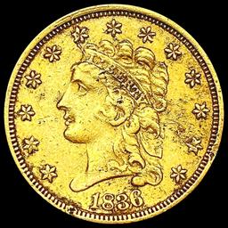 1836 $2.50 Gold Quarter Eagle CLOSELY UNCIRCULATED