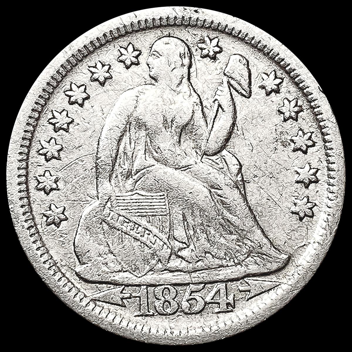 1854 Arws Seated Liberty Dime CLOSELY UNCIRCULATED