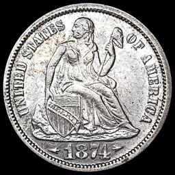 1874 Arws Seated Liberty Dime CLOSELY UNCIRCULATED