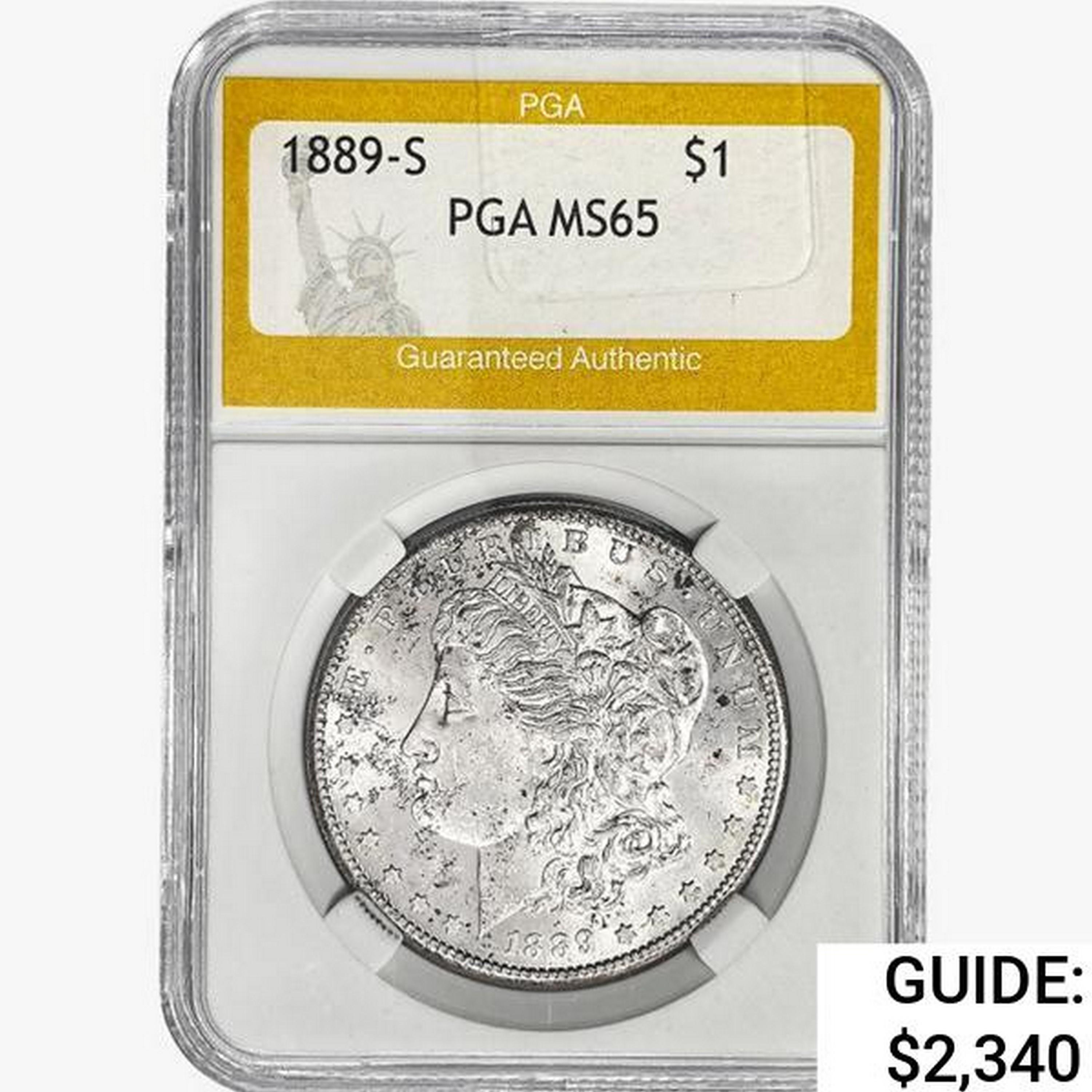 1889-S Morgan Silver Dollar PGA MS65