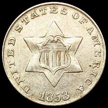 1853 Silver Three Cent CHOICE AU