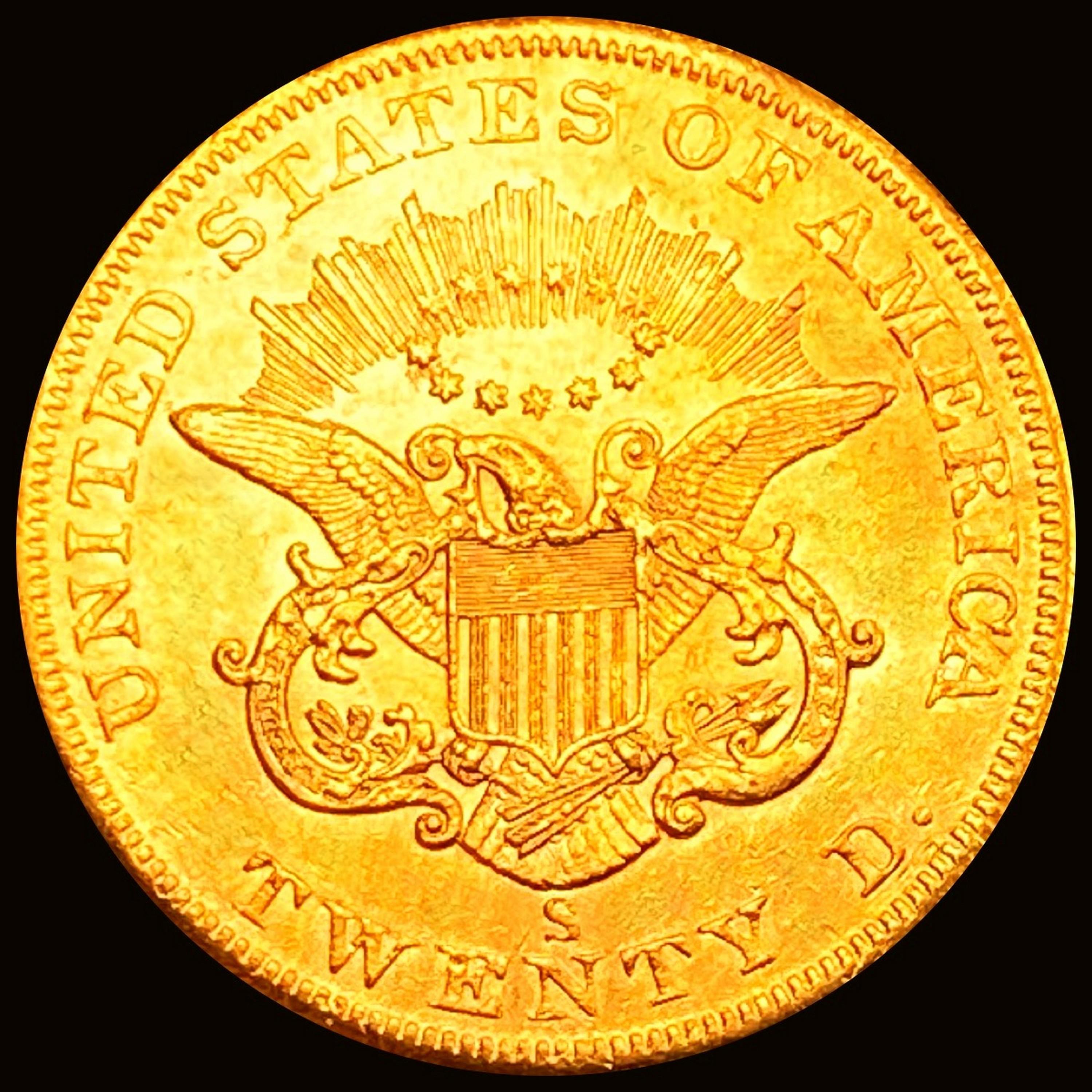 1855-S $20 Gold Double Eagle CHOICE BU
