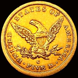 1843-C $5 Gold Half Eagle CHOICE AU