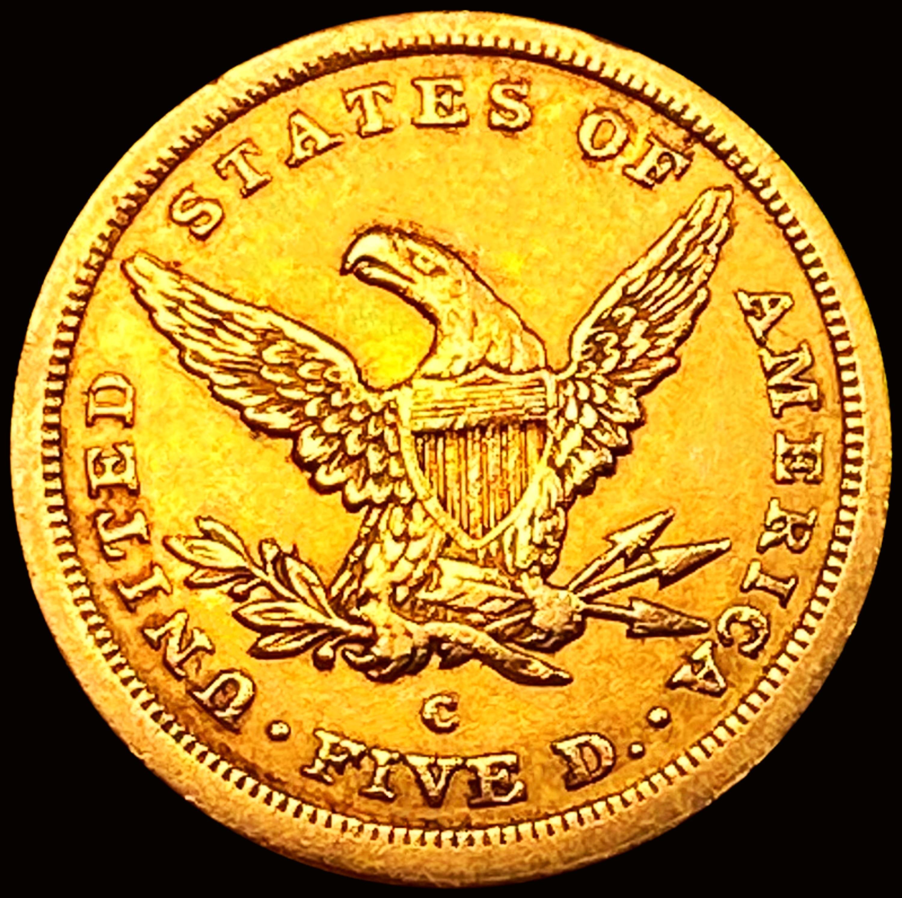 1843-C $5 Gold Half Eagle CHOICE AU