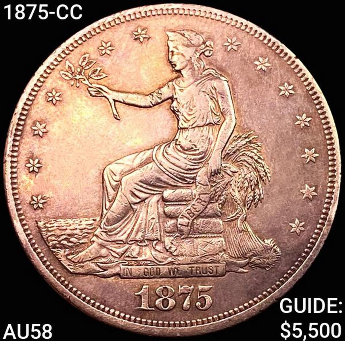 1875-CC Silver Trade Dollar CHOICE AU